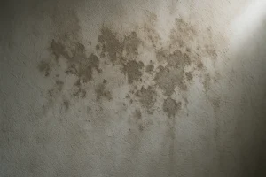 Surface murale avec taches d'humidité visibles, éclairage naturel