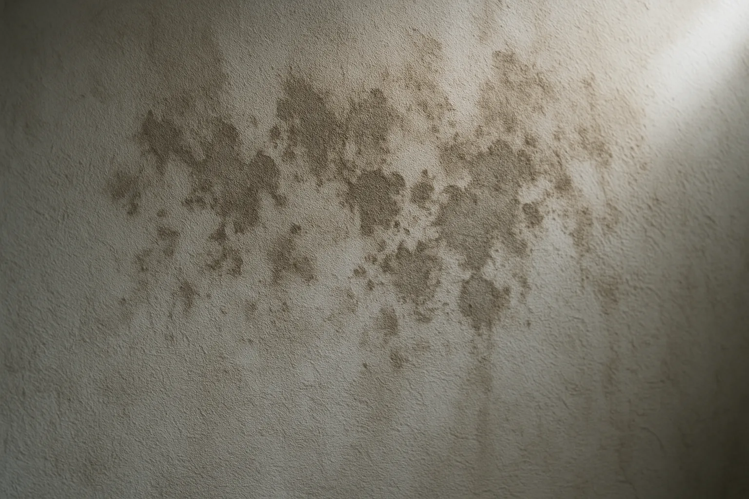 Surface murale avec taches d'humidité visibles, éclairage naturel
